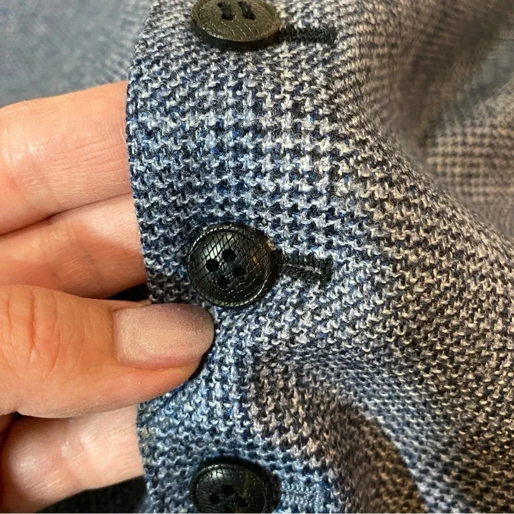 Tailored Blue Grey Formal Tweed Vest or Waistcoat